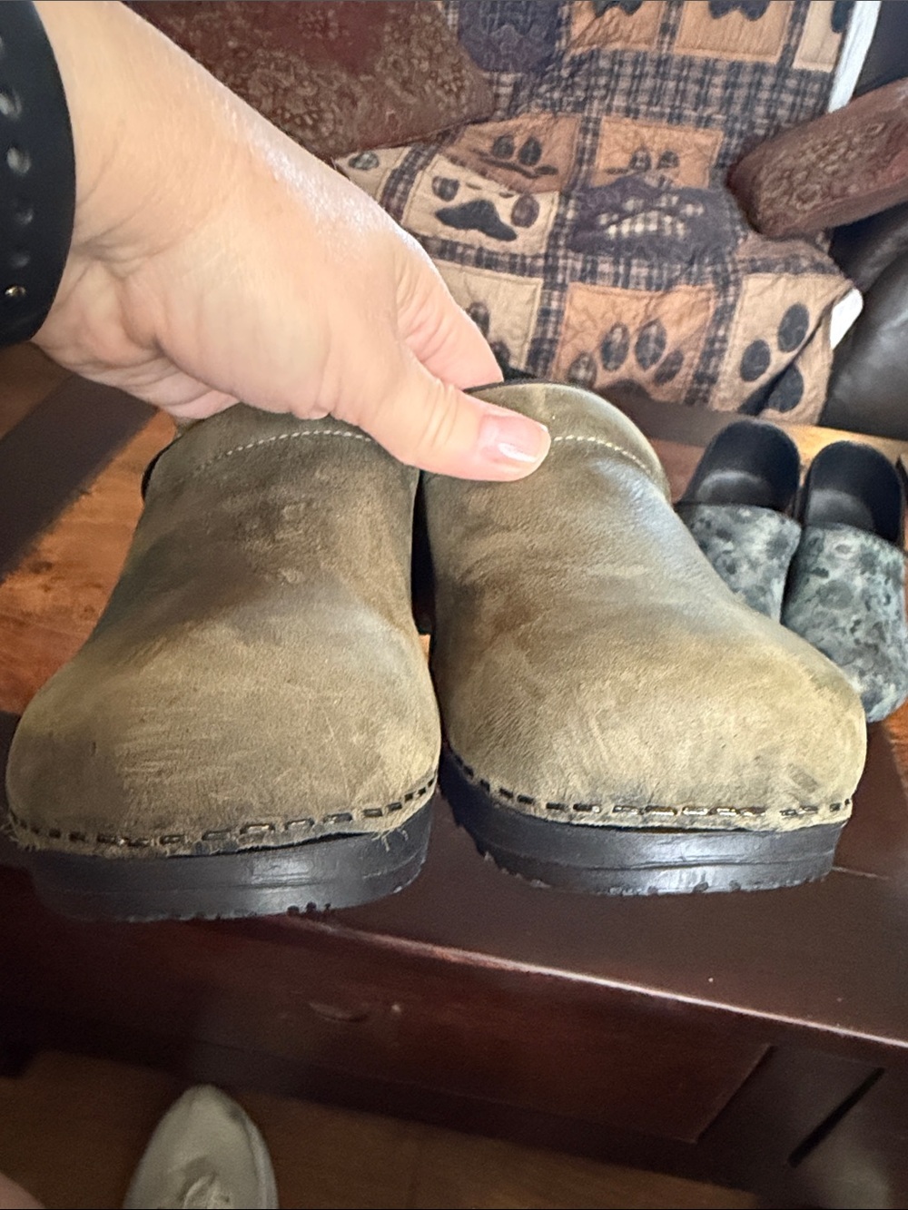 Sanita Danish clogs size 41 olive green leather as new condition - Picture 3 of 8